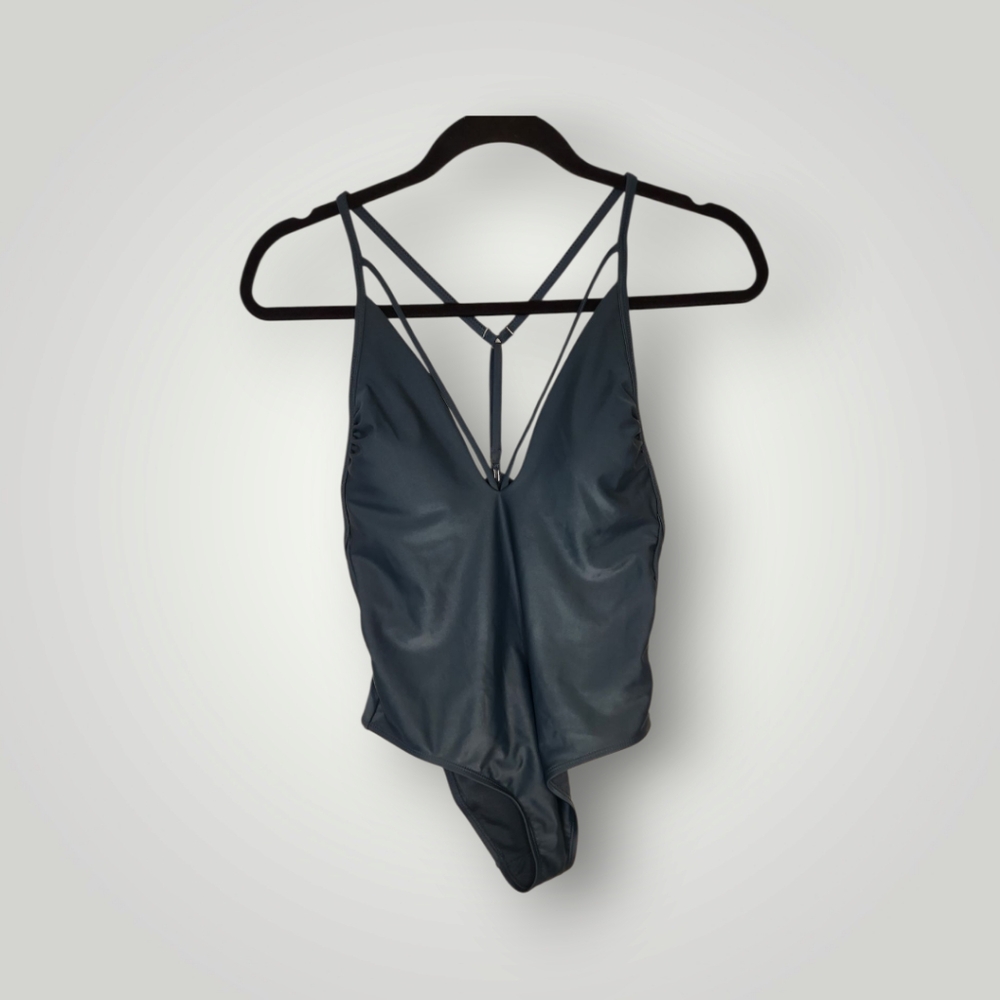 xhilaration Women's M Swimsuit One Piece Slate Blue Strappy